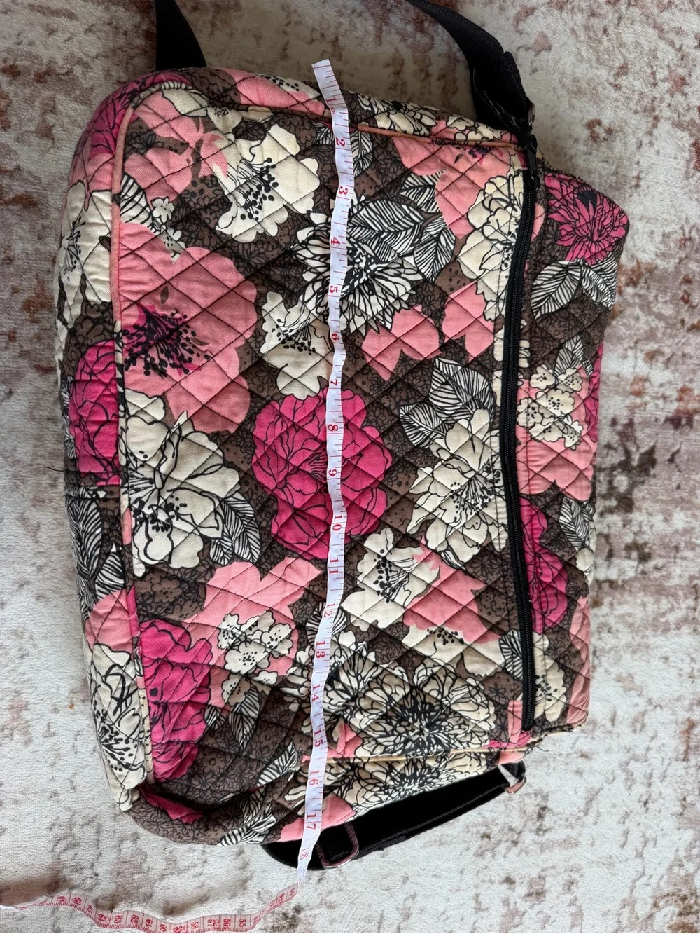 Vera Bradley Pink and Brown Quilted Floral Crossbody